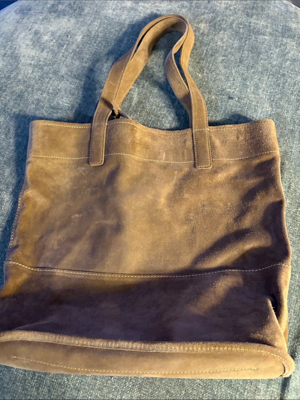 Brown Suede Tote Bag - Classic Casual Carryall - Picture 5 of 10